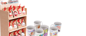 expositor bolas y tazas