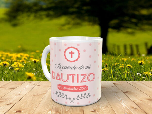 Taza personalizada con foto para bautizo - Imagen 5