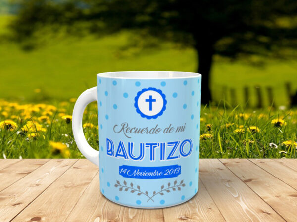 Taza personalizada con foto para bautizo - Imagen 2