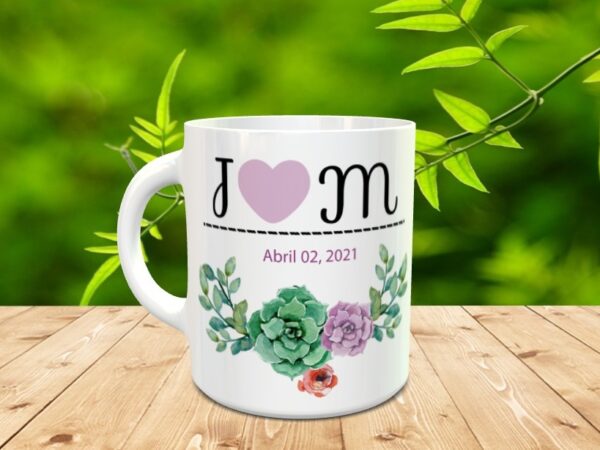 Taza boda con iniciales y fecha - Imagen 2